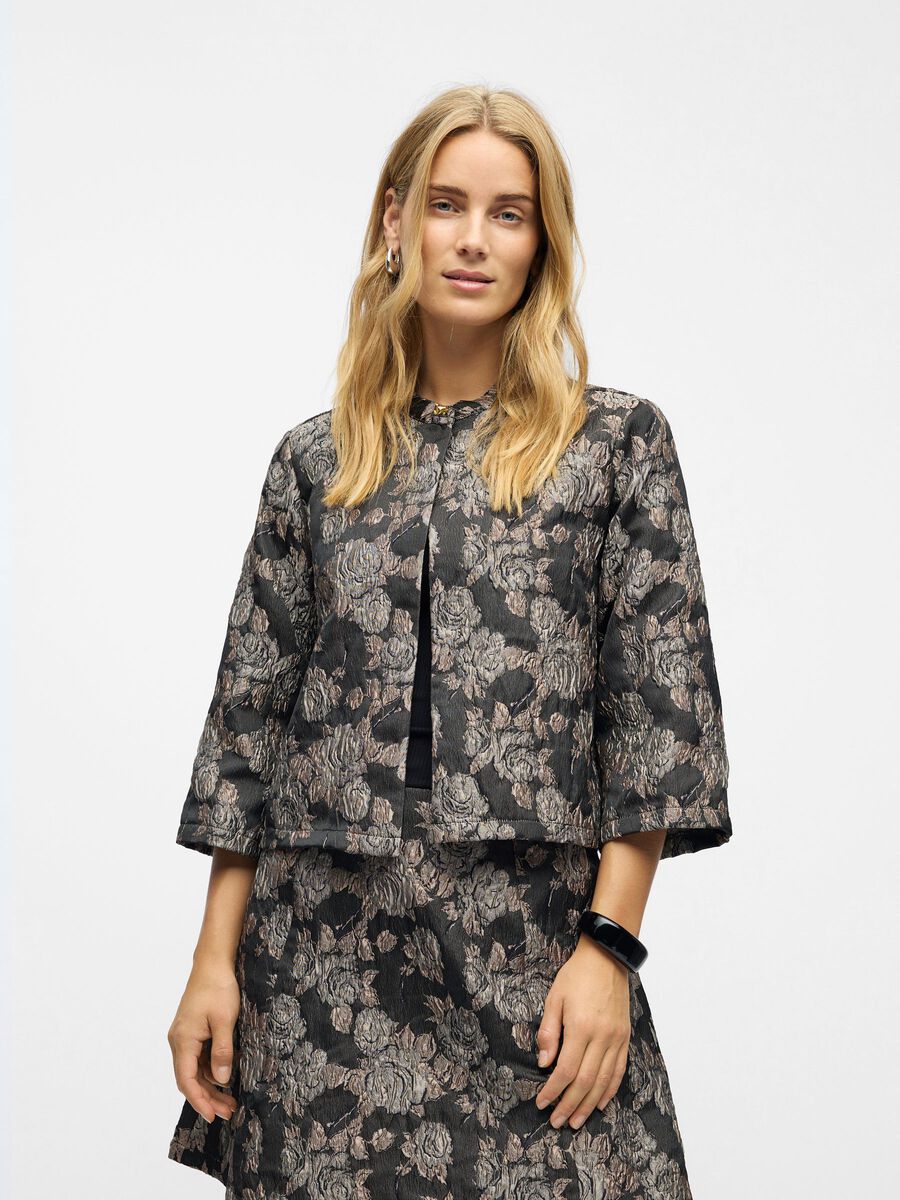 ObjJuna Highneck Shirt Black/Brown Flowers