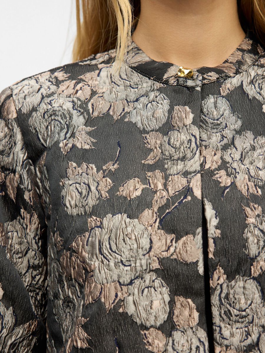 ObjJuna Highneck Shirt Black/Brown Flowers