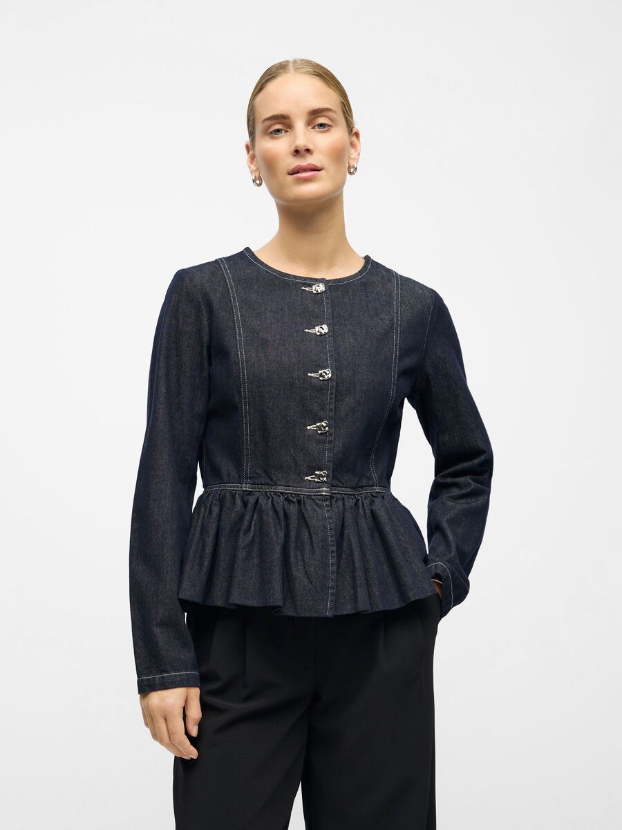 ObjAnita Denim Blazer Top Dark Blue