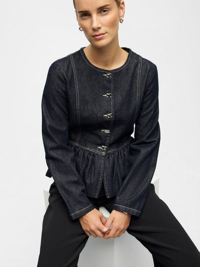 ObjAnita Denim Blazer Top Dark Blue