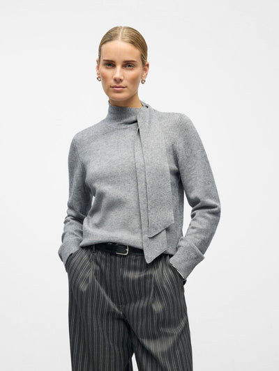 ObjThess Bow Knit Medium Grey