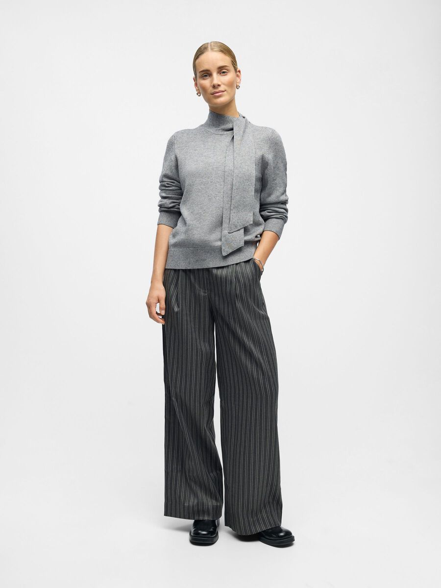 ObjThess Bow Knit Medium Grey