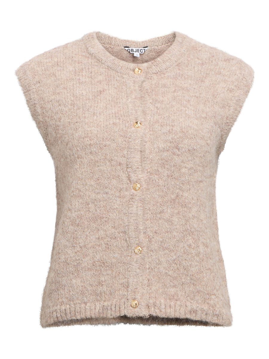 ObjSaggia Button Knit Vest Humus