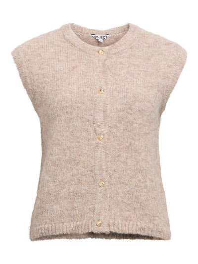 ObjSaggia Button Knit Vest Humus