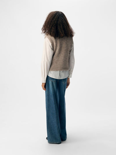 ObjSaggia Button Knit Vest Humus