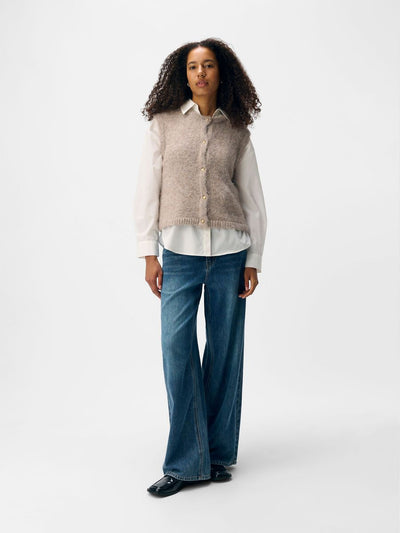 ObjSaggia Button Knit Vest Humus