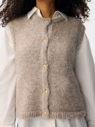 ObjSaggia Button Knit Vest Humus