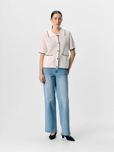 ObjLynel Cardigan Cloud Dancer/Black