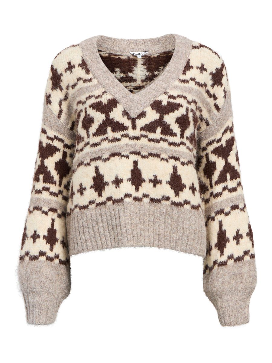 ObjAztec Knit Humus/Seal Brown