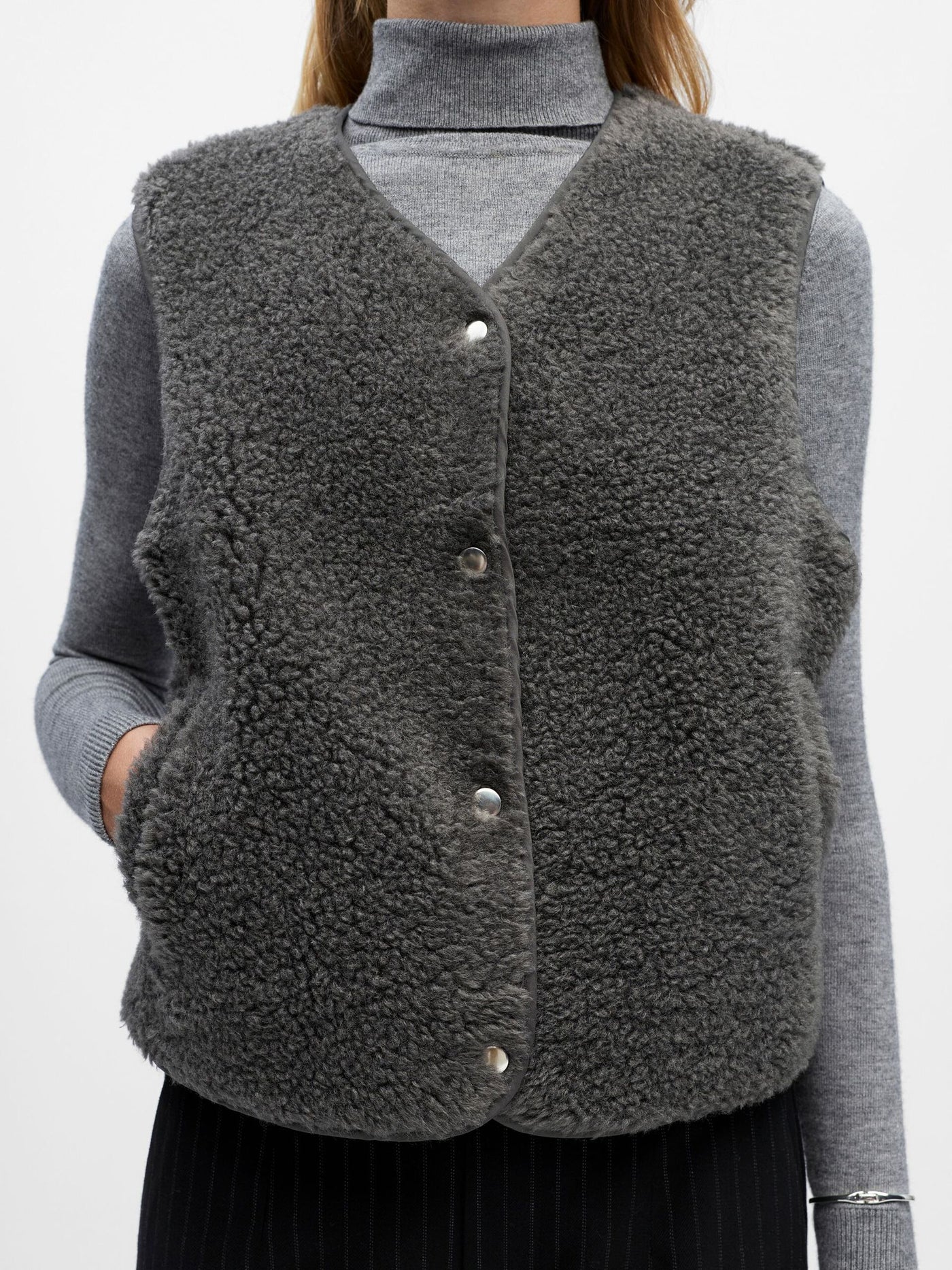 ObjElla Teddy Waistcoat Dark Grey