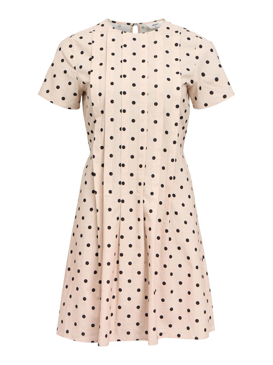 ObjHama Short Dress Sandshell/Black Dots