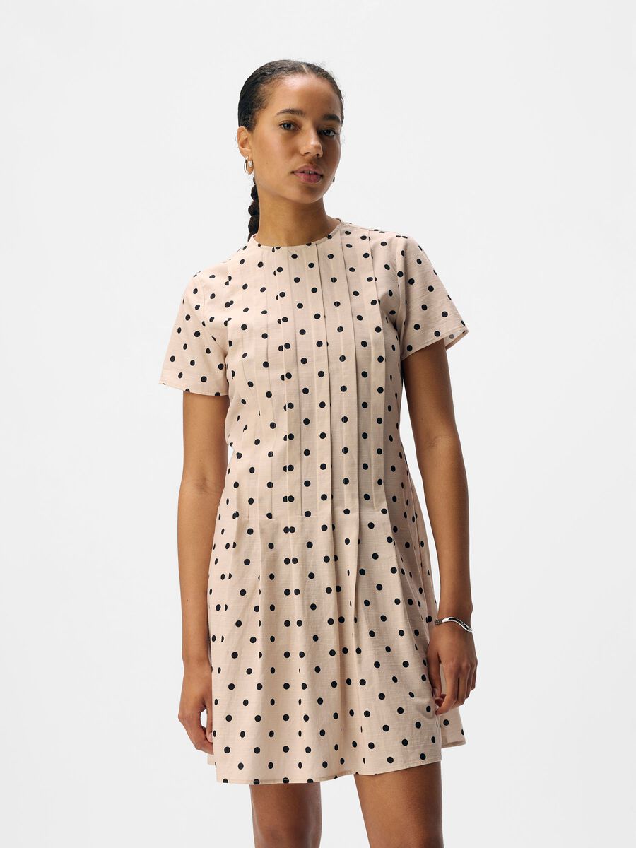ObjHama Short Dress Sandshell/Black Dots
