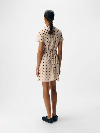 ObjHama Short Dress Sandshell/Black Dots