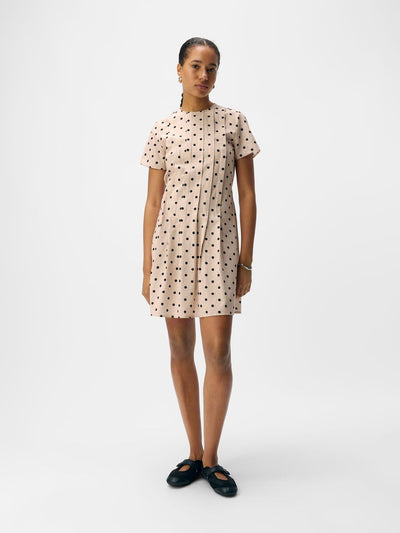 ObjHama Short Dress Sandshell/Black Dots