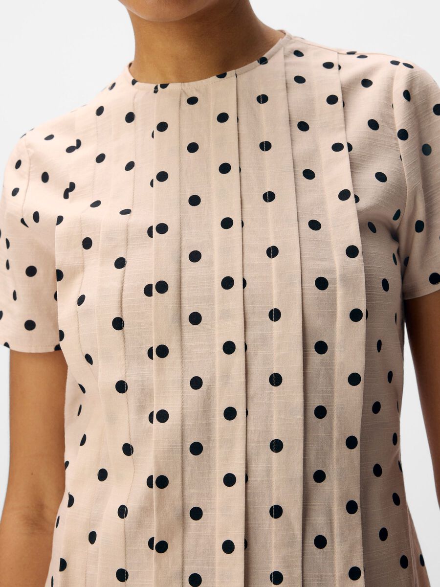 ObjHama Short Dress Sandshell/Black Dots