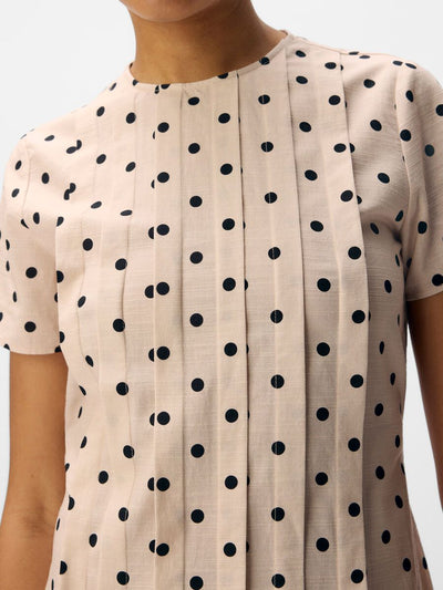 ObjHama Short Dress Sandshell/Black Dots