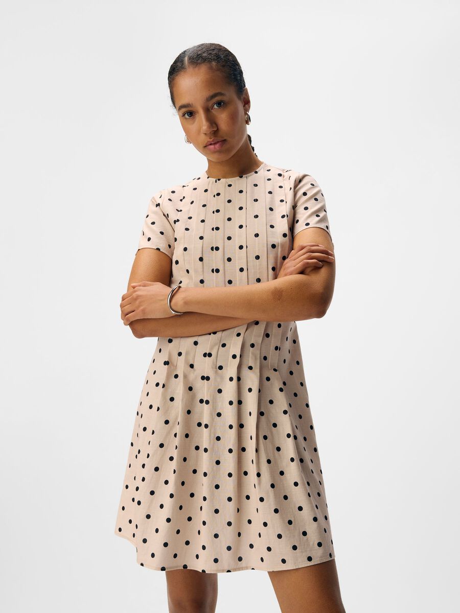 ObjHama Short Dress Sandshell/Black Dots