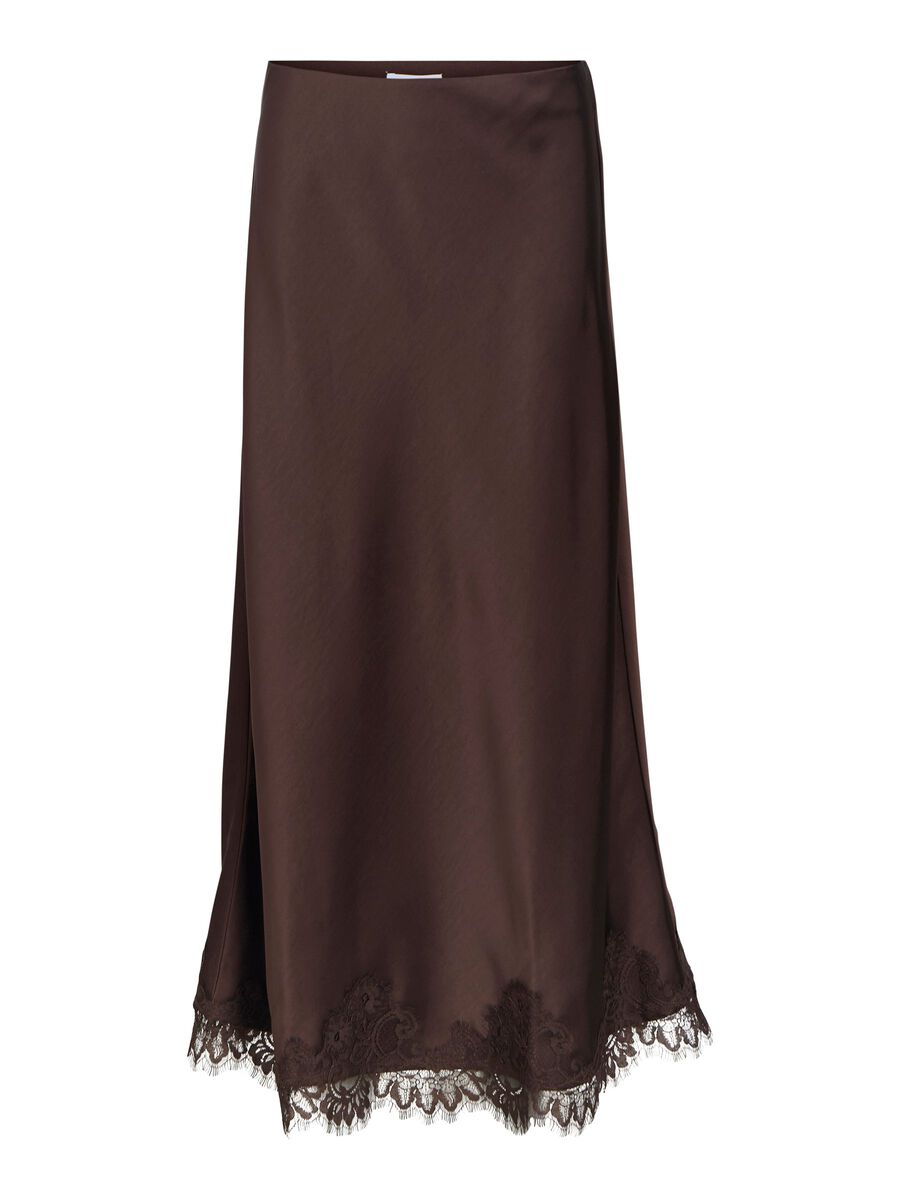 ObjNaline Long Lace Skirt Seal Brown