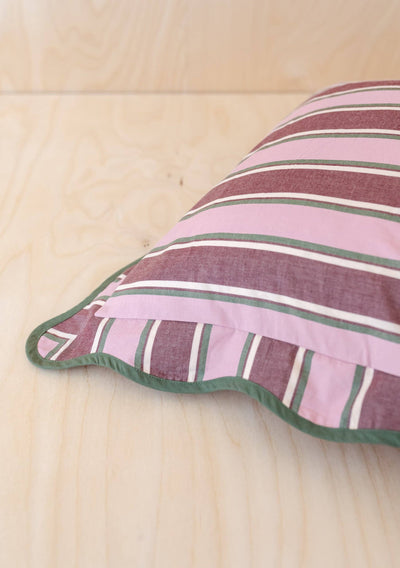 Cotton Cushion in Pink Stripe Bow