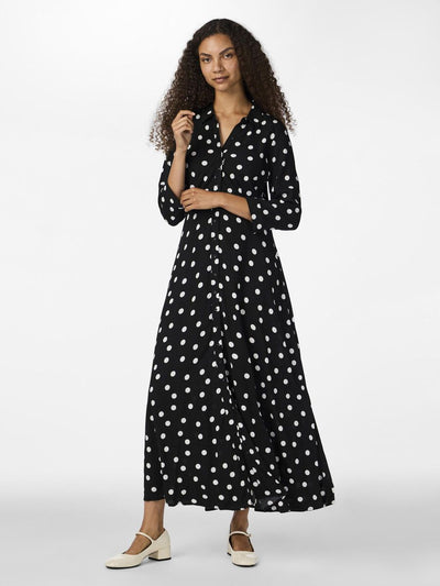 YasSavanna Shirt Dress Black/White Dots