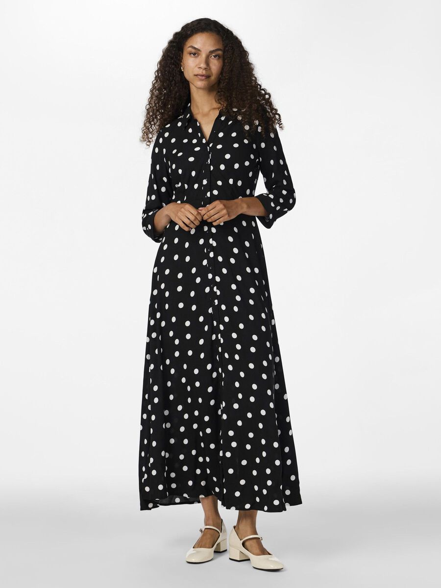 YasSavanna Shirt Dress Black/White Dots