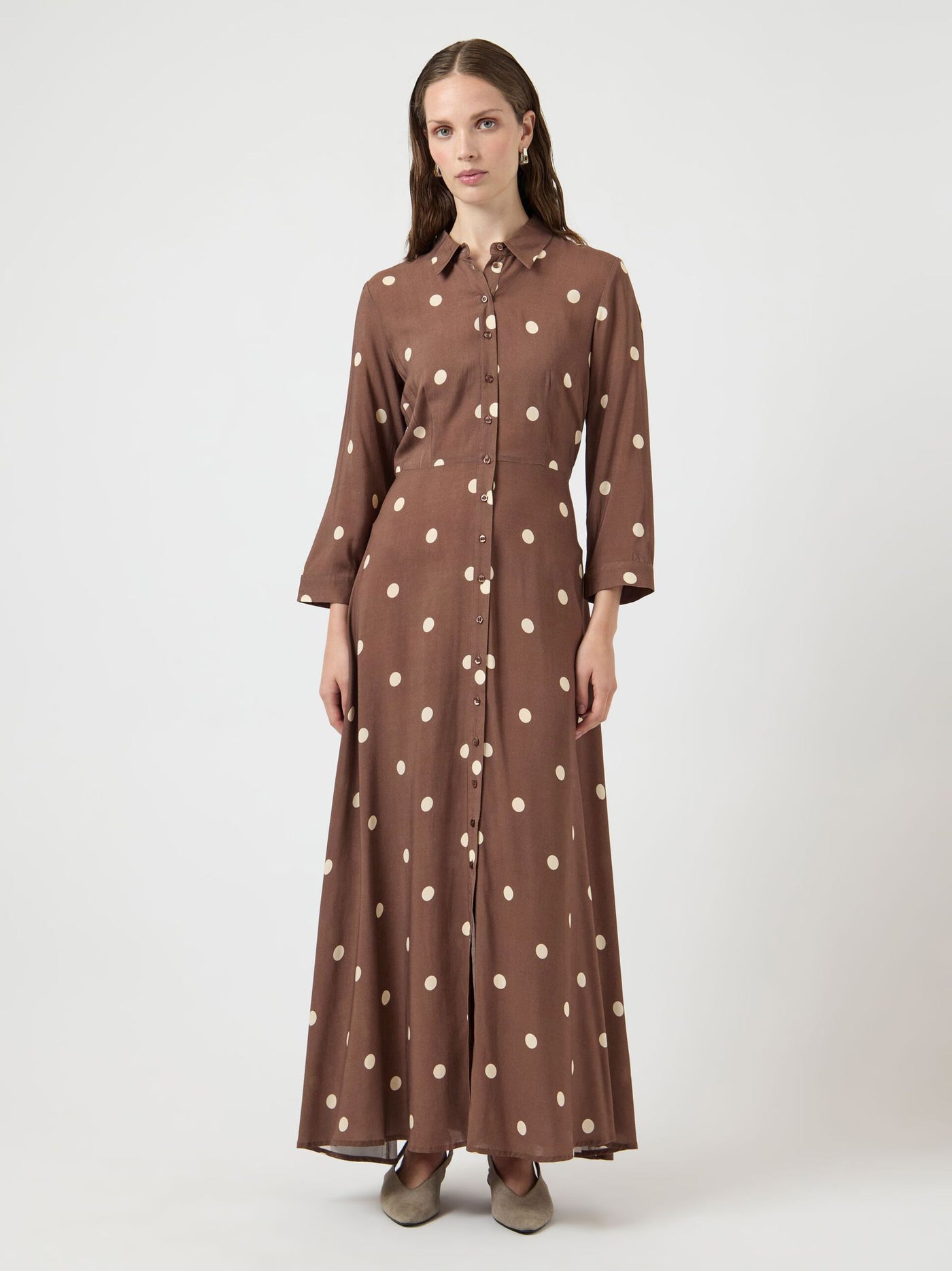 YasSavanna Shirt Dress Pinecone Ecru Dots