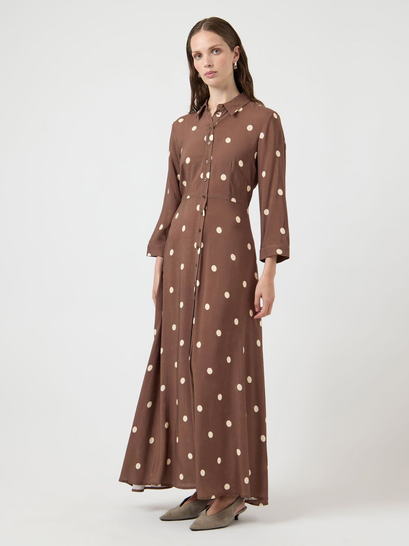 YasSavanna Shirt Dress Pinecone Ecru Dots