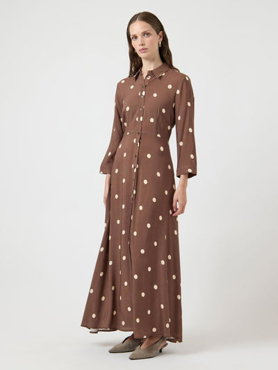 YasSavanna Shirt Dress Pinecone Ecru Dots
