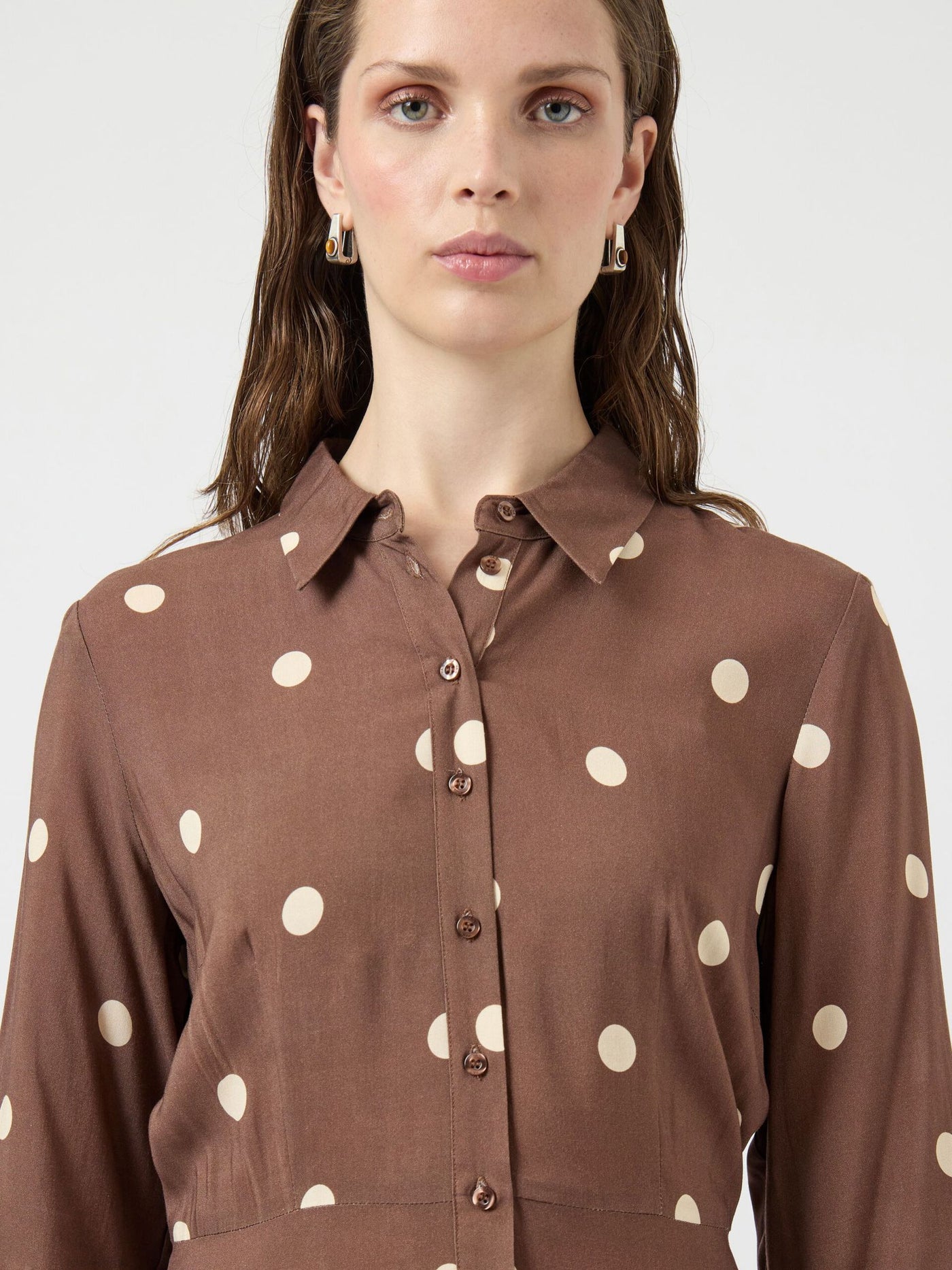 YasSavanna Shirt Dress Pinecone Ecru Dots