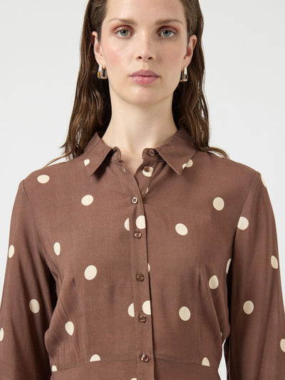 YasSavanna Shirt Dress Pinecone Ecru Dots