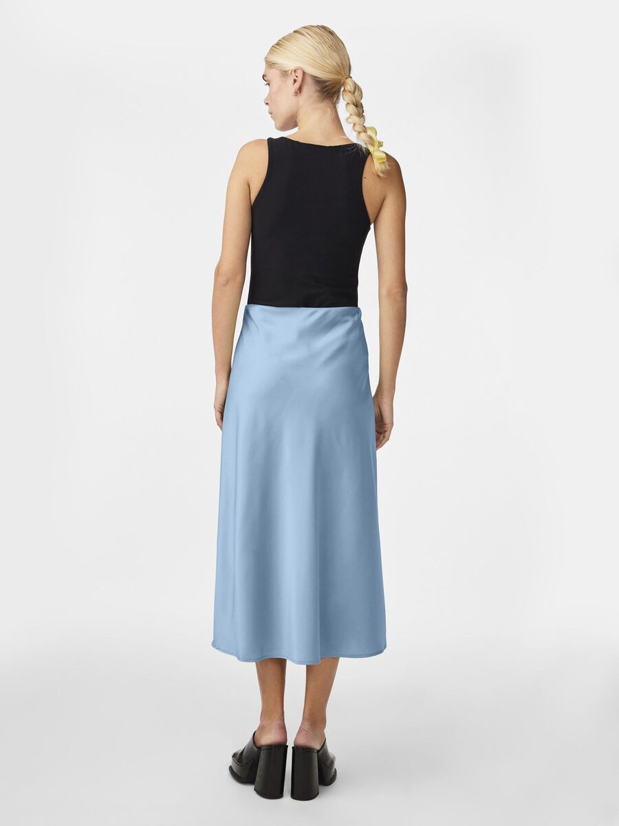 Y.A.S Pella Satin Midi Skirt Blue