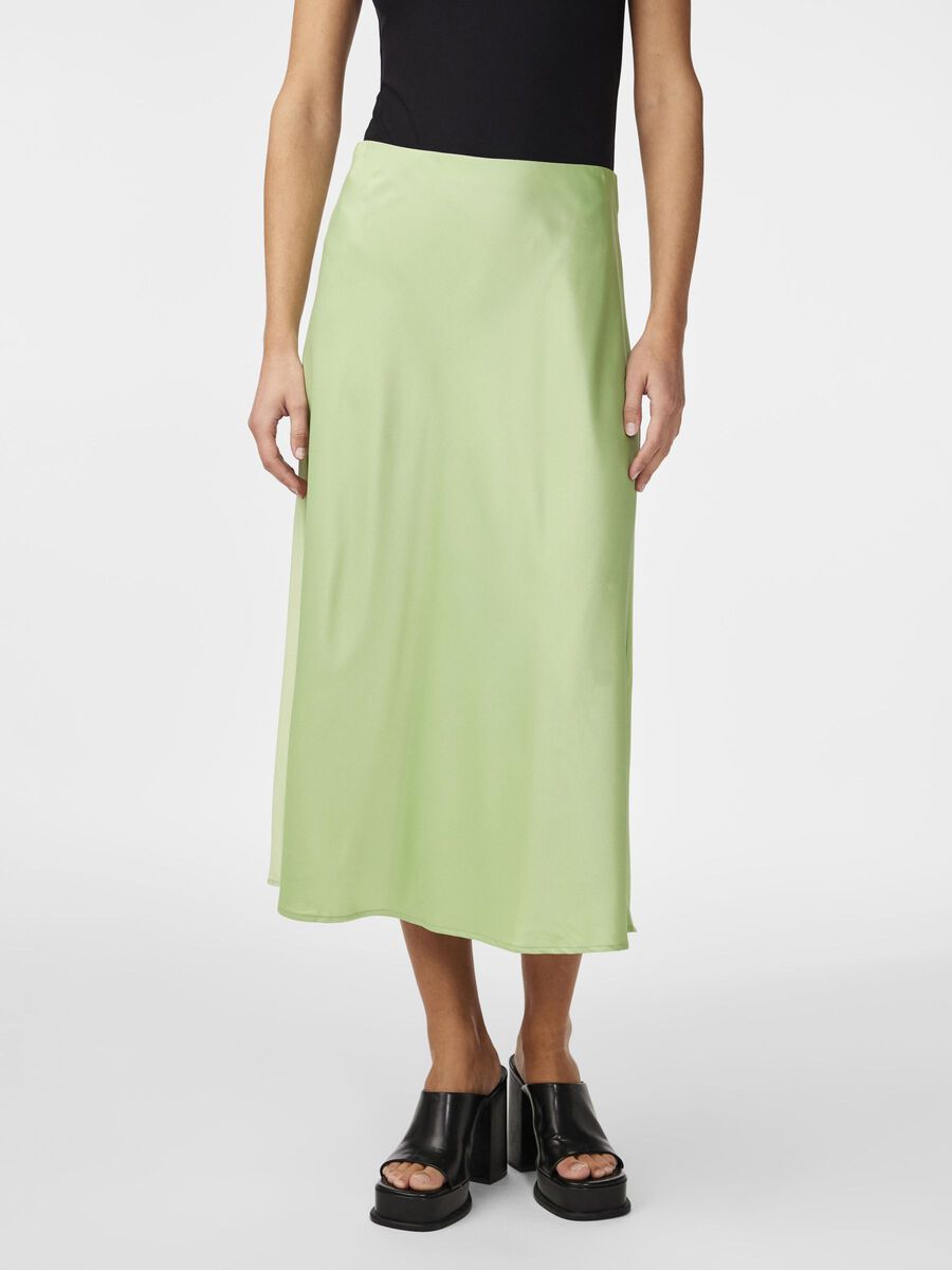 Y.A.S Pella Satin Midi Skirt Green