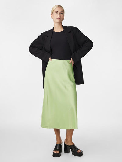 Y.A.S Pella Satin Midi Skirt Green