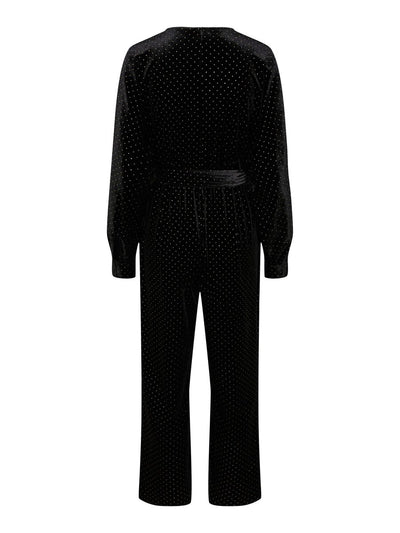 Embellished Black Velvet Jumpsuit