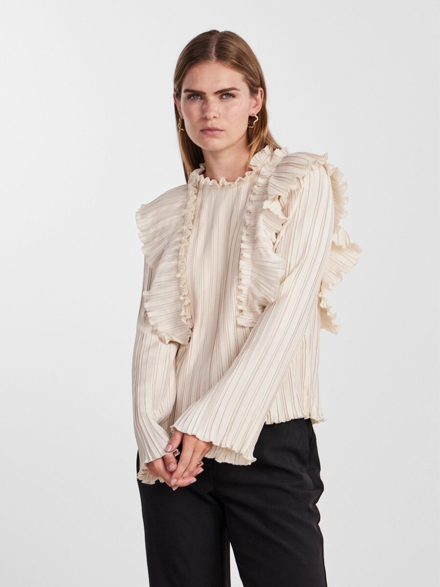 Pleated and ruffled blouse