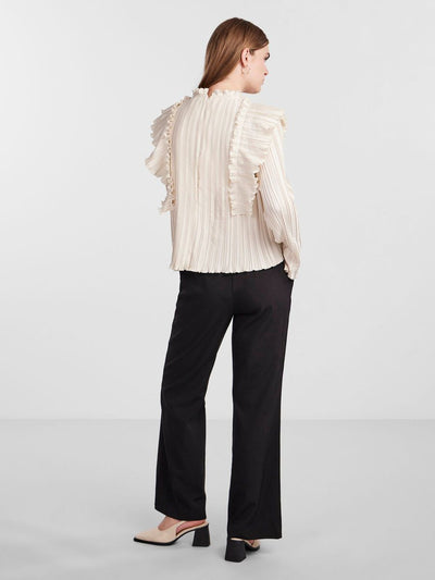 Pleated and ruffled blouse