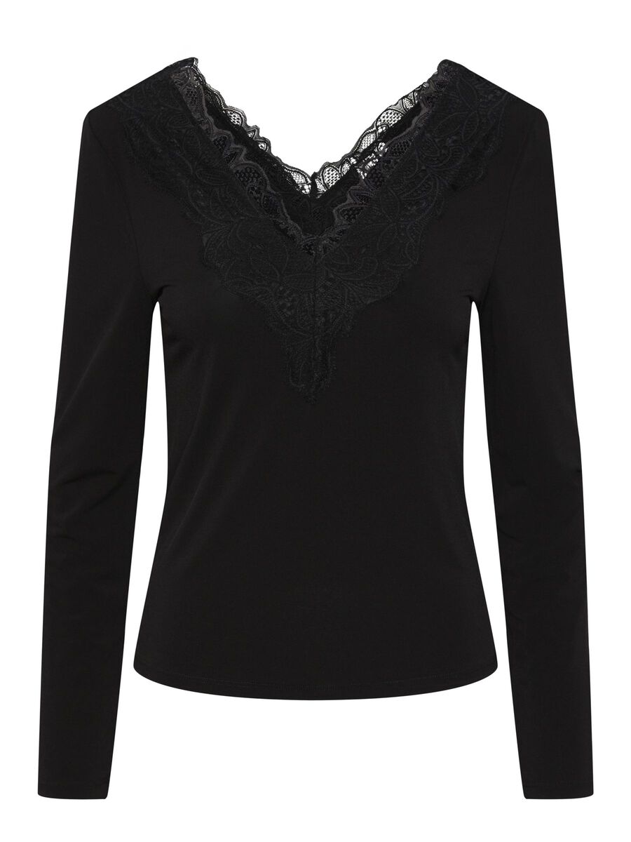 YasLori LS Lace Top Black