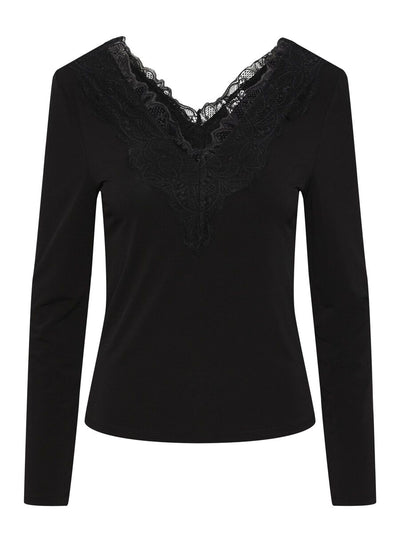 YasLori LS Lace Top Black