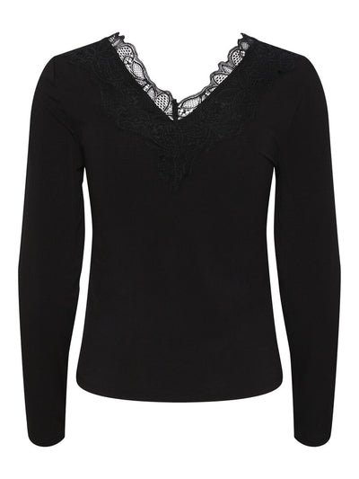 YasLori LS Lace Top Black