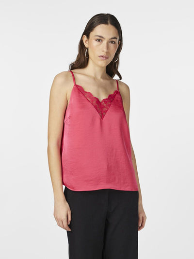 Satin and lace tank top