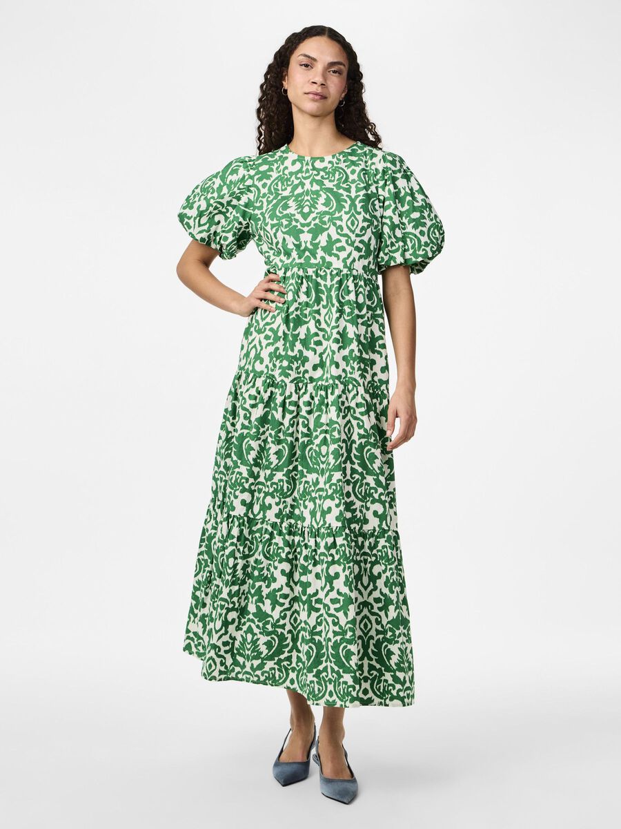 Green Printed Ankle Dress