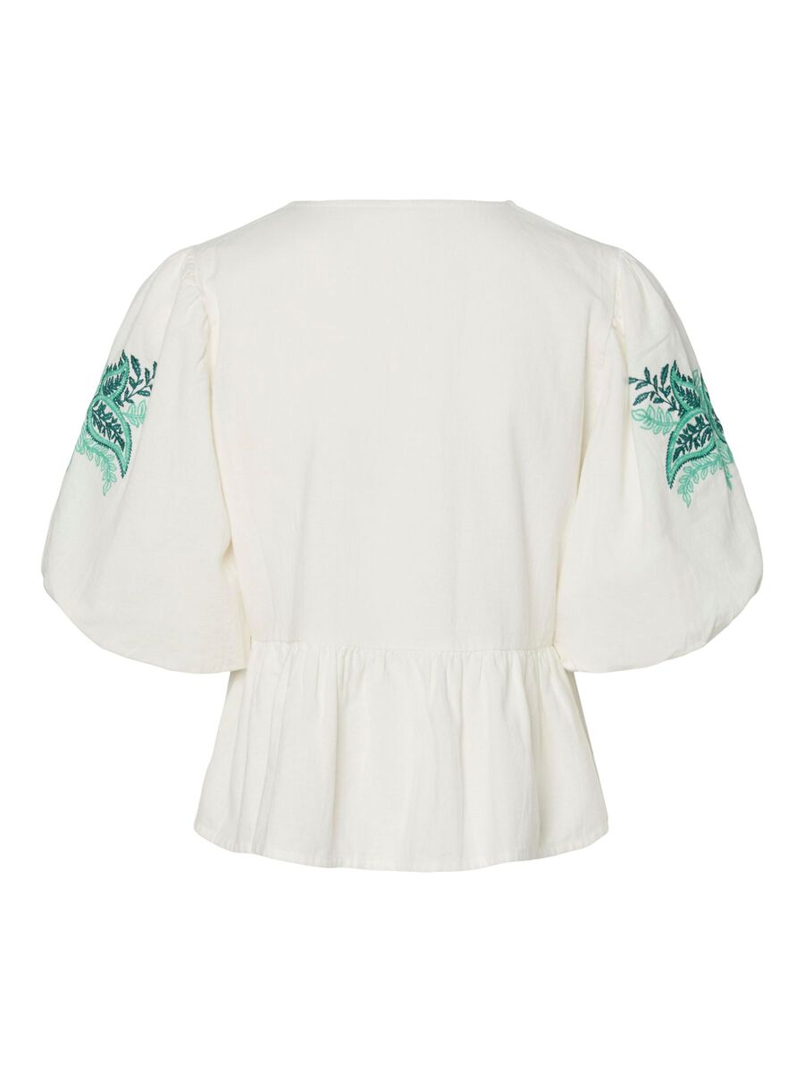 YasPine Tie Top White/Pine Embroidery