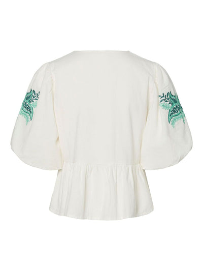 YasPine Tie Top White/Pine Embroidery