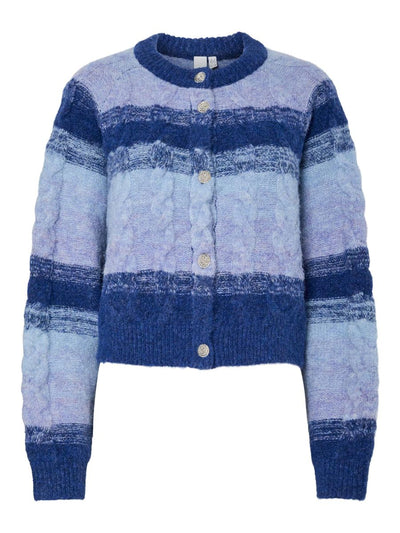 YasMegano Cardigan Dazzling Blue Stripes