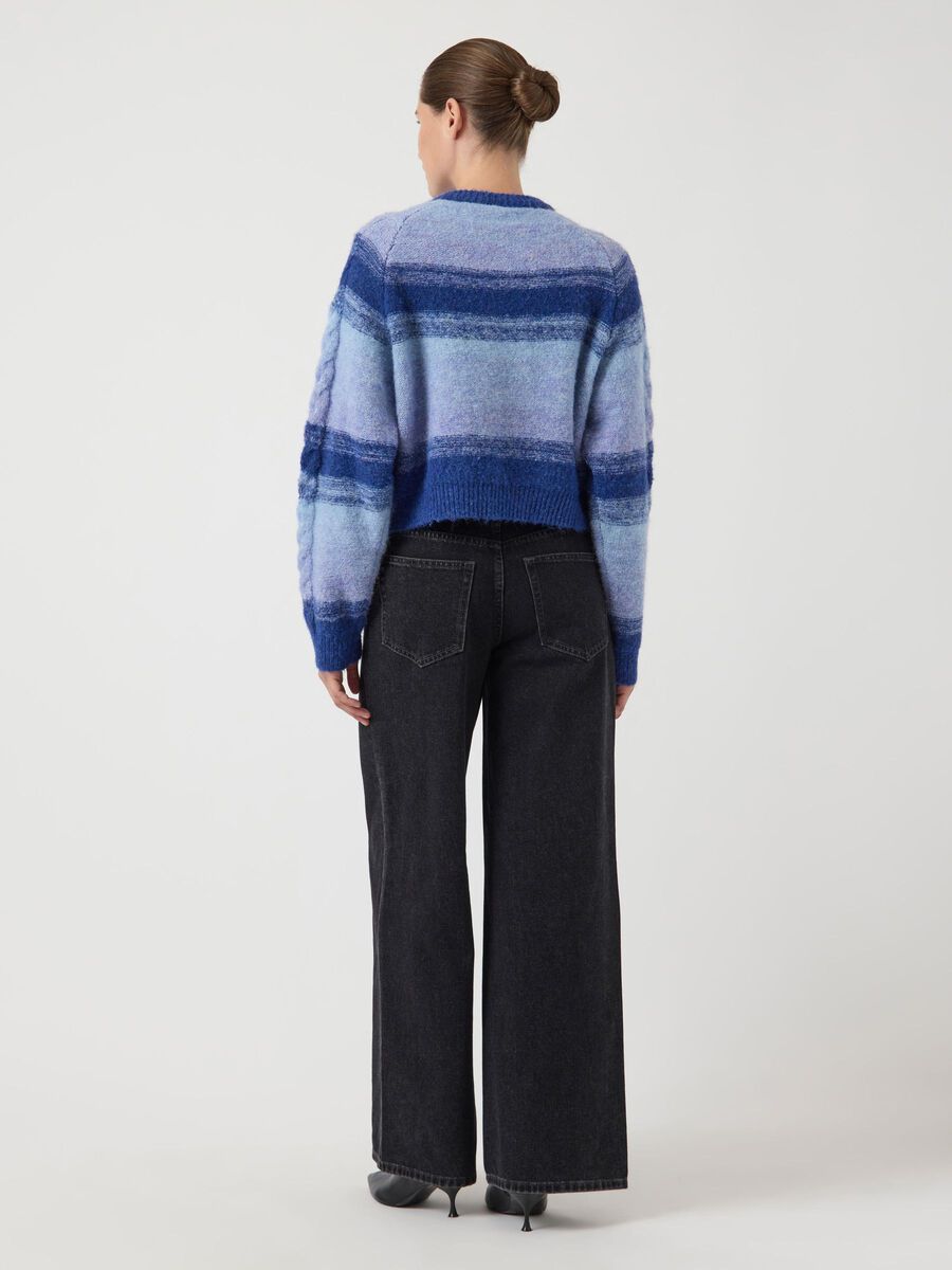 YasMegano Cardigan Dazzling Blue Stripes