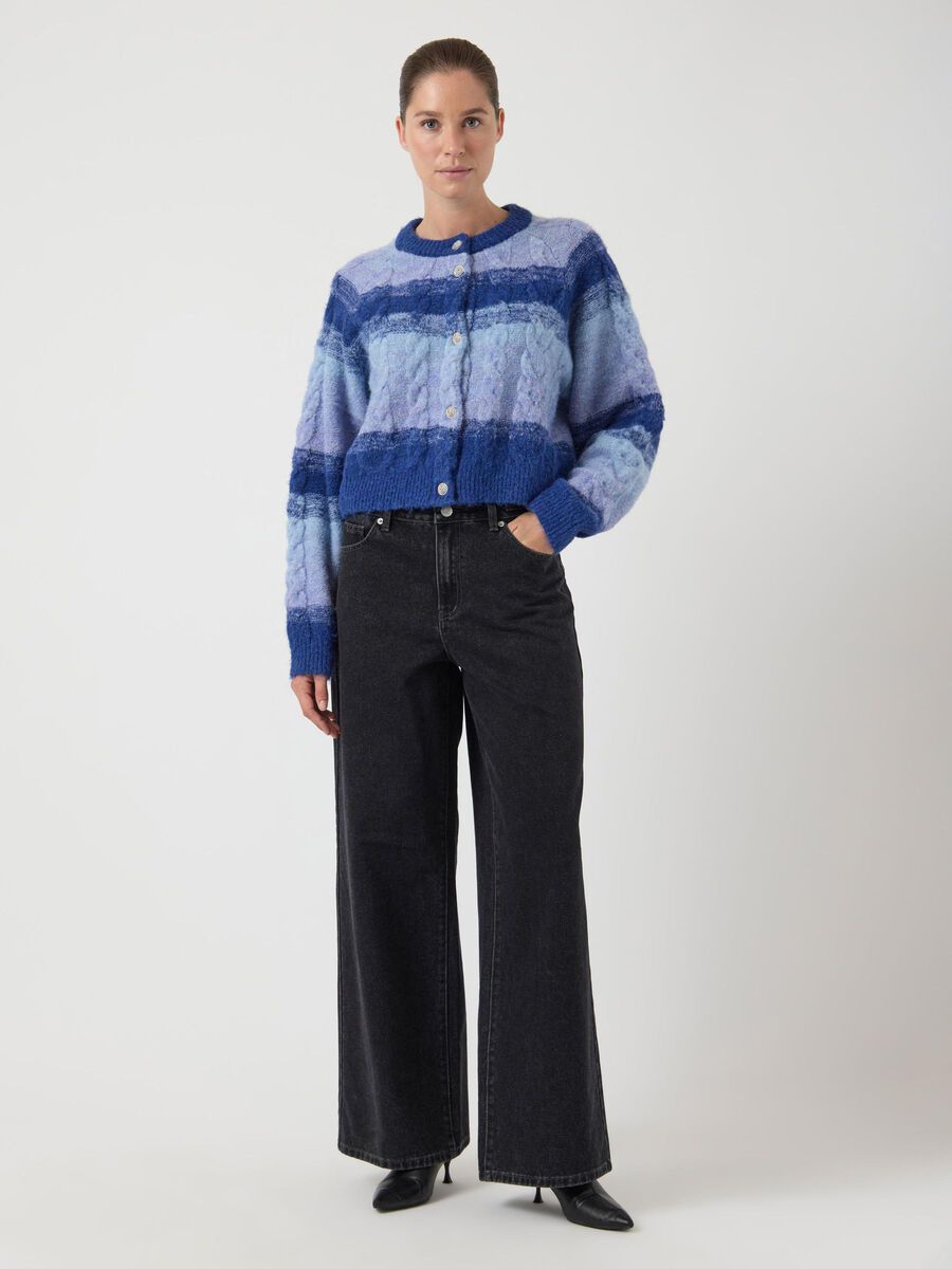 YasMegano Cardigan Dazzling Blue Stripes