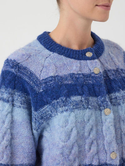 YasMegano Cardigan Dazzling Blue Stripes