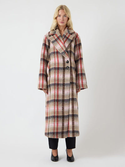 YasCira Long Coat Oxford Tan/Pink