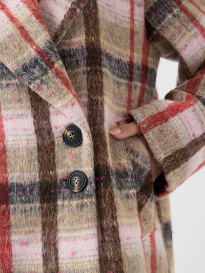 YasCira Long Coat Oxford Tan/Pink
