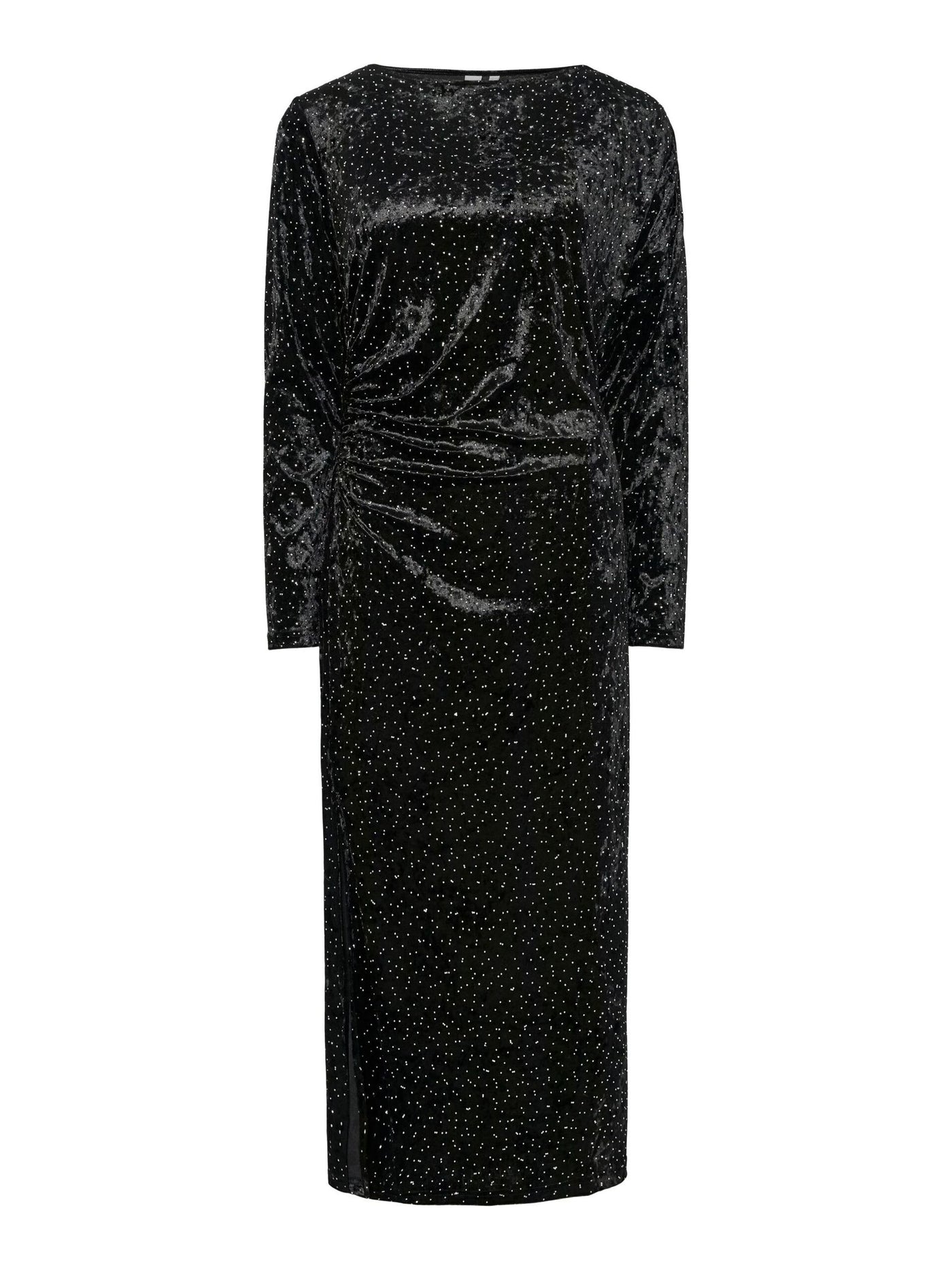 YasTillia Ls Velvet Long Dress Black